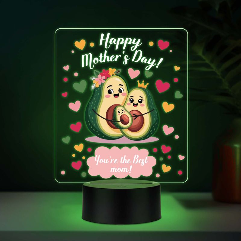 Cute Avocado Best Mom UV Print 7 Color LED Night Lamp Mothers Day Gift Light